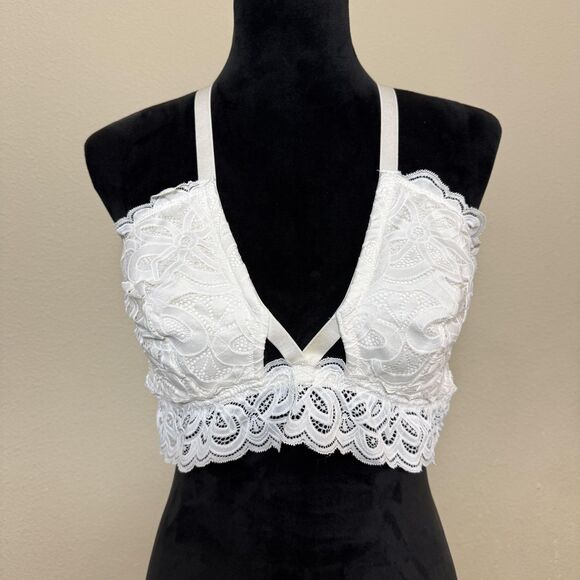 Aerie Lace Bralette Womens XL White Unlined Hippie Fairy Festival Summer Boho - Picture 1 of 12
